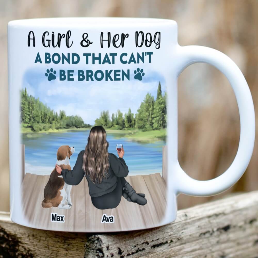 A Girl & Her Dogs - A bond that can’t be broken - Personalized Coffee Two Tone Mug