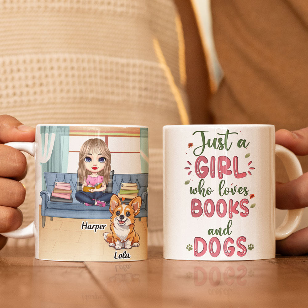 Just a girl who loves books and dogs two side - Personalized Coffee Two Tone Mug