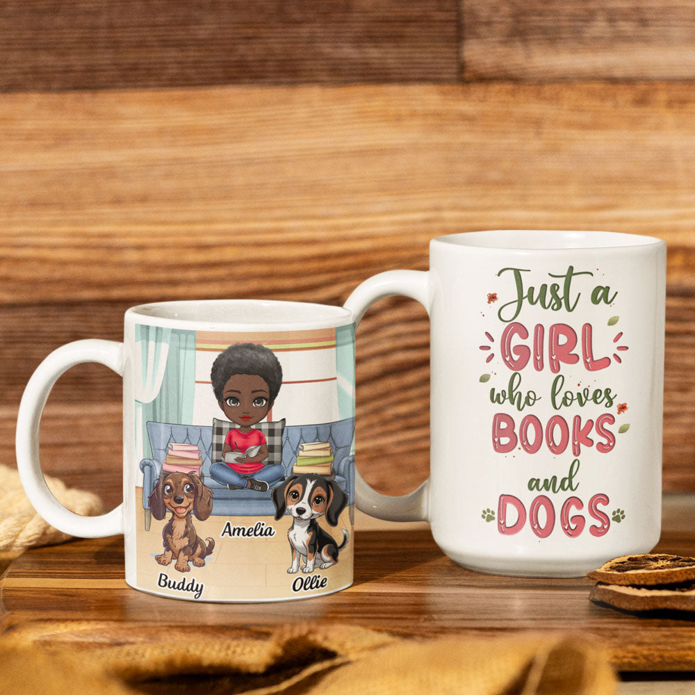 Just a girl who loves books and dogs two side - Personalized Coffee Two Tone Mug