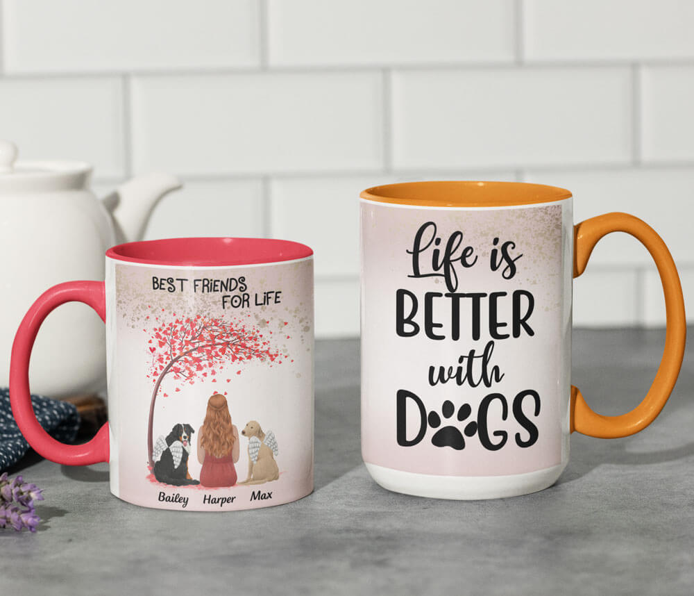 Life is better with Dogs - Personalized Coffee Two Tone Mug