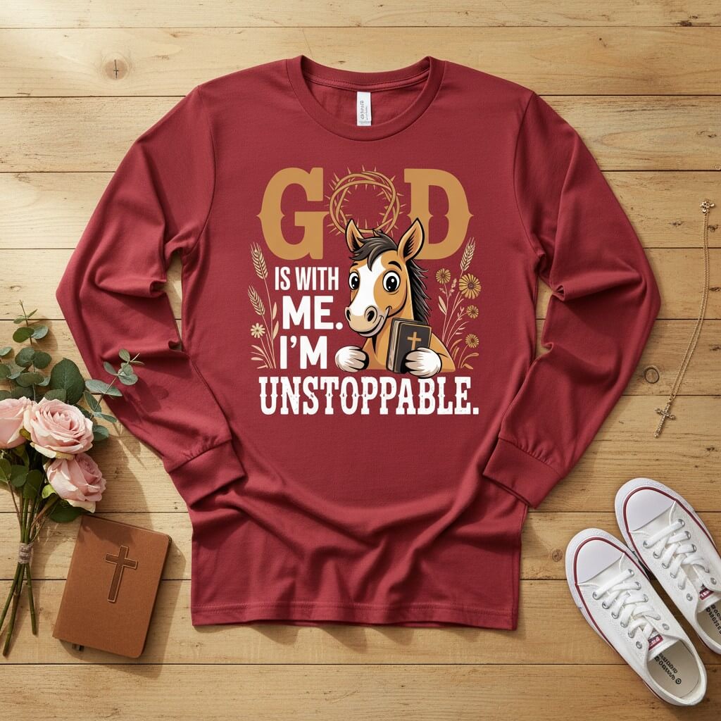 God is with me. I’m unstoppable Long Sleeve Tee 2