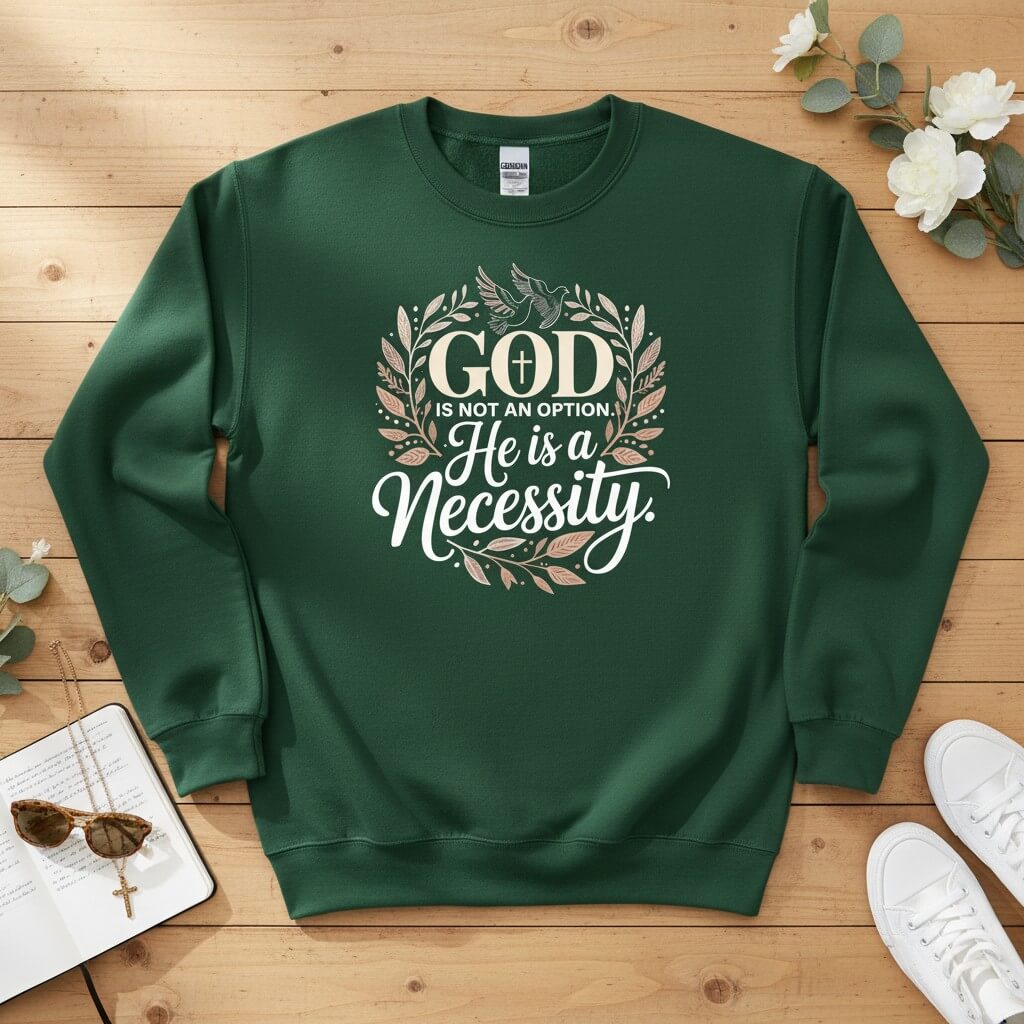 God is not an option. He is a necessity Crewneck Sweatshirt