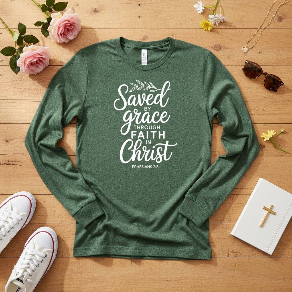 Saved by Grace through Faith in Christ Long Sleeve Tee