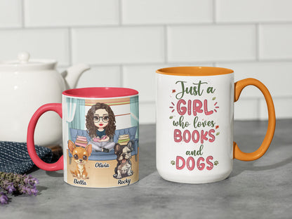 Just a girl who loves books and dogs two side - Personalized Coffee Two Tone Mug