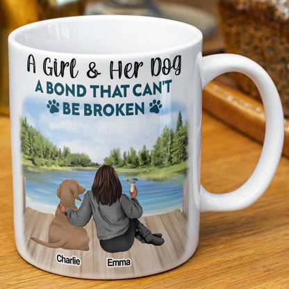 A Girl & Her Dogs - A bond that can’t be broken - Personalized Coffee Two Tone Mug