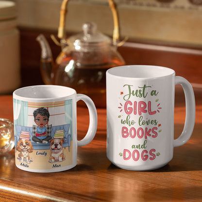 Just a girl who loves books and dogs two side - Personalized Coffee Two Tone Mug