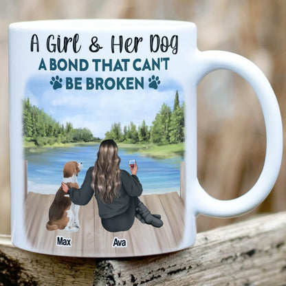 A Girl & Her Dogs - A bond that can’t be broken - Personalized Coffee Two Tone Mug
