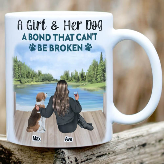 A Girl & Her Dogs - A bond that can’t be broken - Personalized Coffee Two Tone Mug