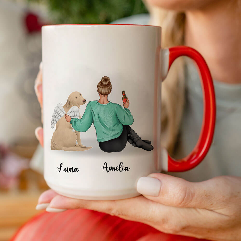 Girl And Dogs - Personalized Coffee Two Tone Mug