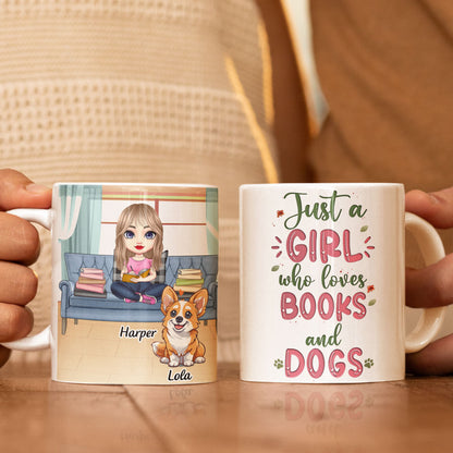 Just a girl who loves books and dogs two side - Personalized Coffee Two Tone Mug