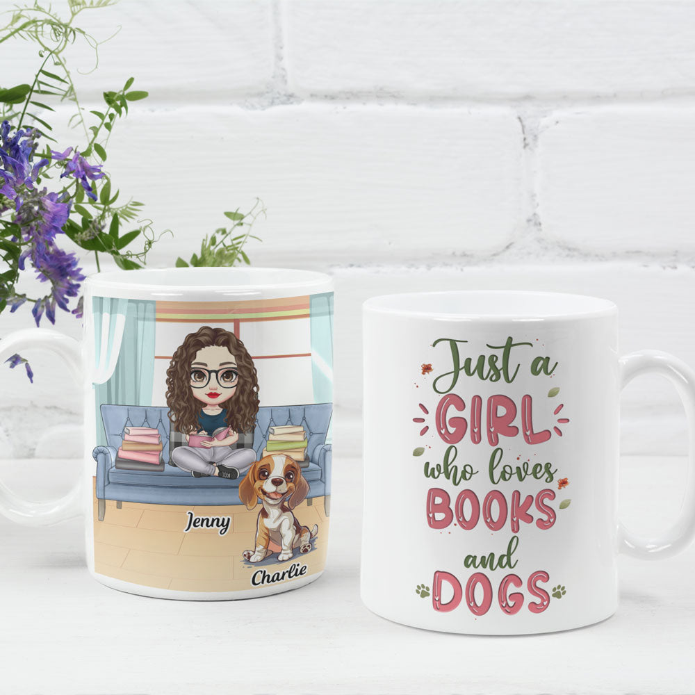 Just a girl who loves books and dogs two side - Personalized Coffee Two Tone Mug