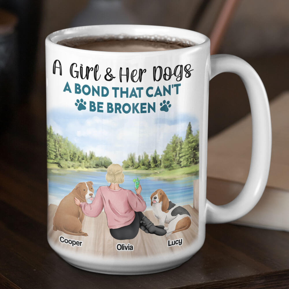 A Girl & Her Dogs - A bond that can’t be broken - Personalized Coffee Two Tone Mug