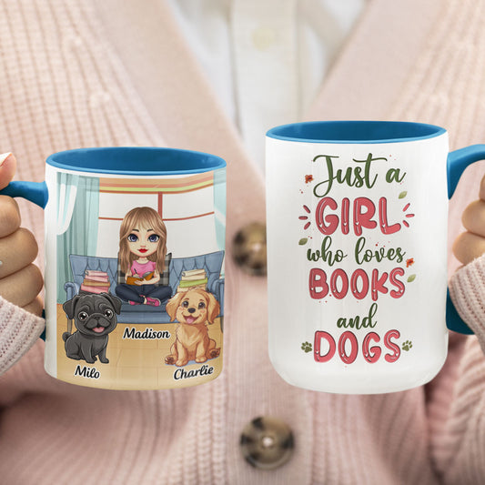 Just a girl who loves books and dogs two side - Personalized Coffee Two Tone Mug