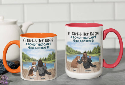 A Girl & Her Dogs - A bond that can’t be broken - Personalized Coffee Two Tone Mug