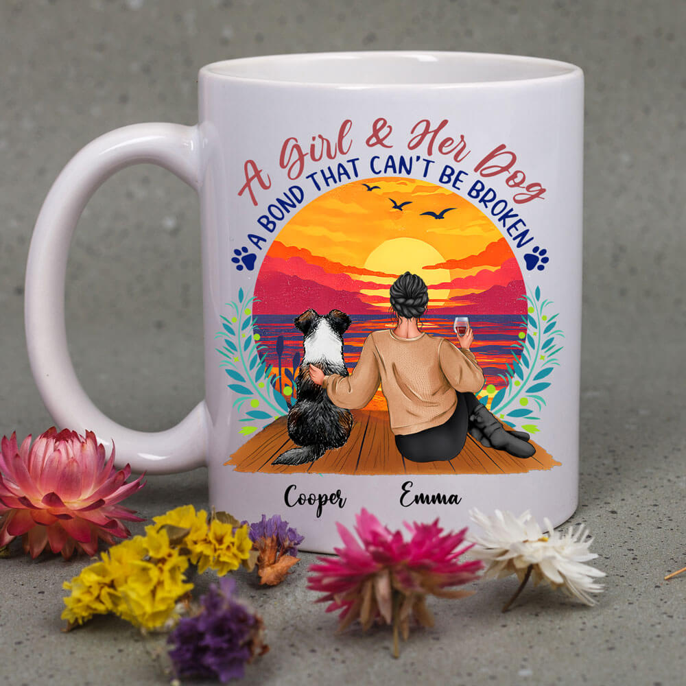A Girl and Her Dog - A Bond That Can't Be Broken - Personalized Coffee Two Tone Mug