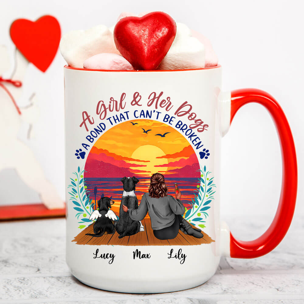 A Girl and Her Dog - A Bond That Can't Be Broken - Personalized Coffee Two Tone Mug