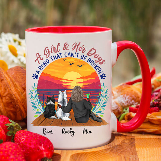 A Girl and Her Dog - A Bond That Can't Be Broken - Personalized Coffee Two Tone Mug