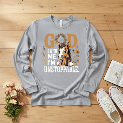 God is with me. I’m unstoppable Long Sleeve Tee 2