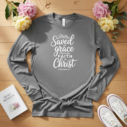Saved by Grace through Faith in Christ Long Sleeve Tee