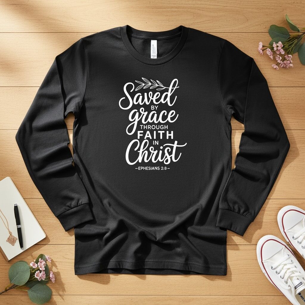 Saved by Grace through Faith in Christ Long Sleeve Tee