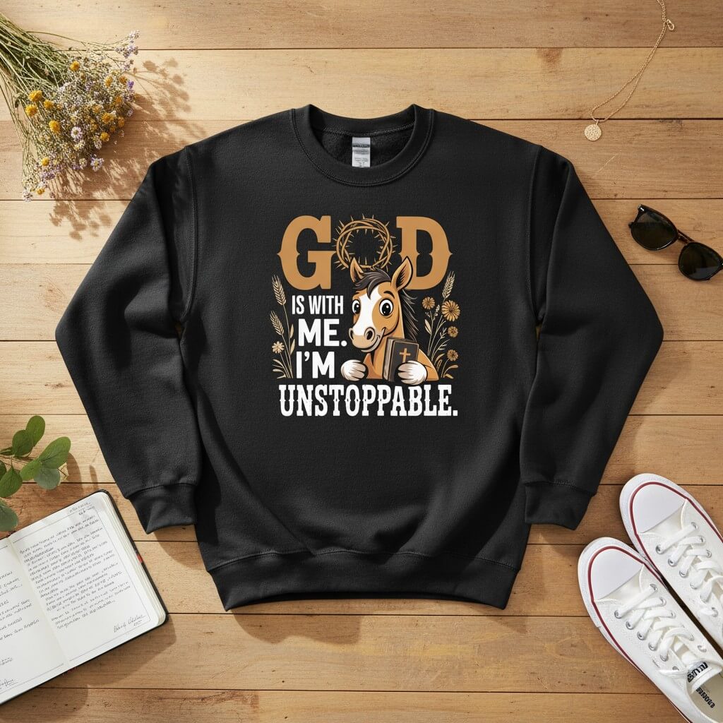 God is with me. I’m unstoppable Crewneck Sweatshirt 2