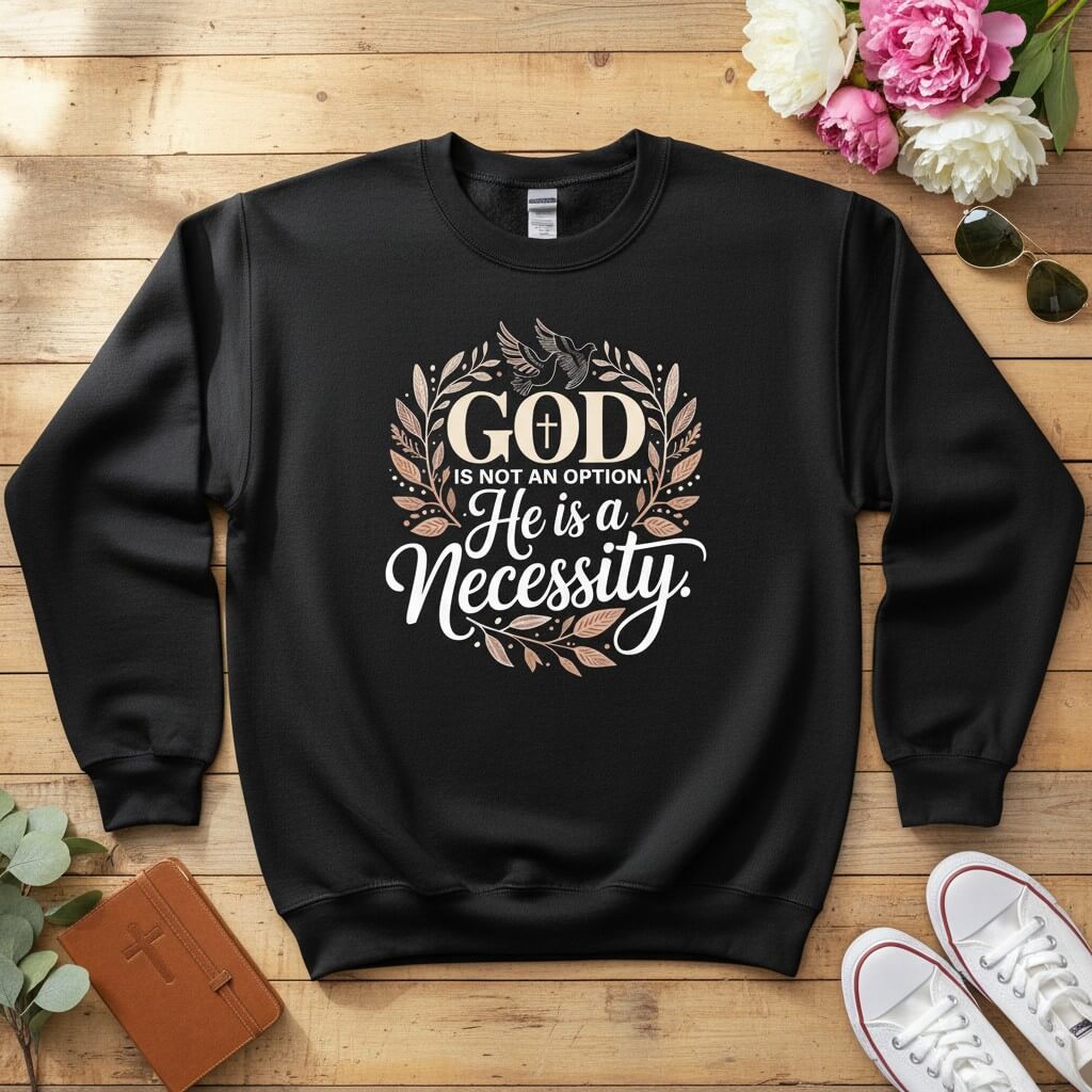 God is not an option. He is a necessity Crewneck Sweatshirt