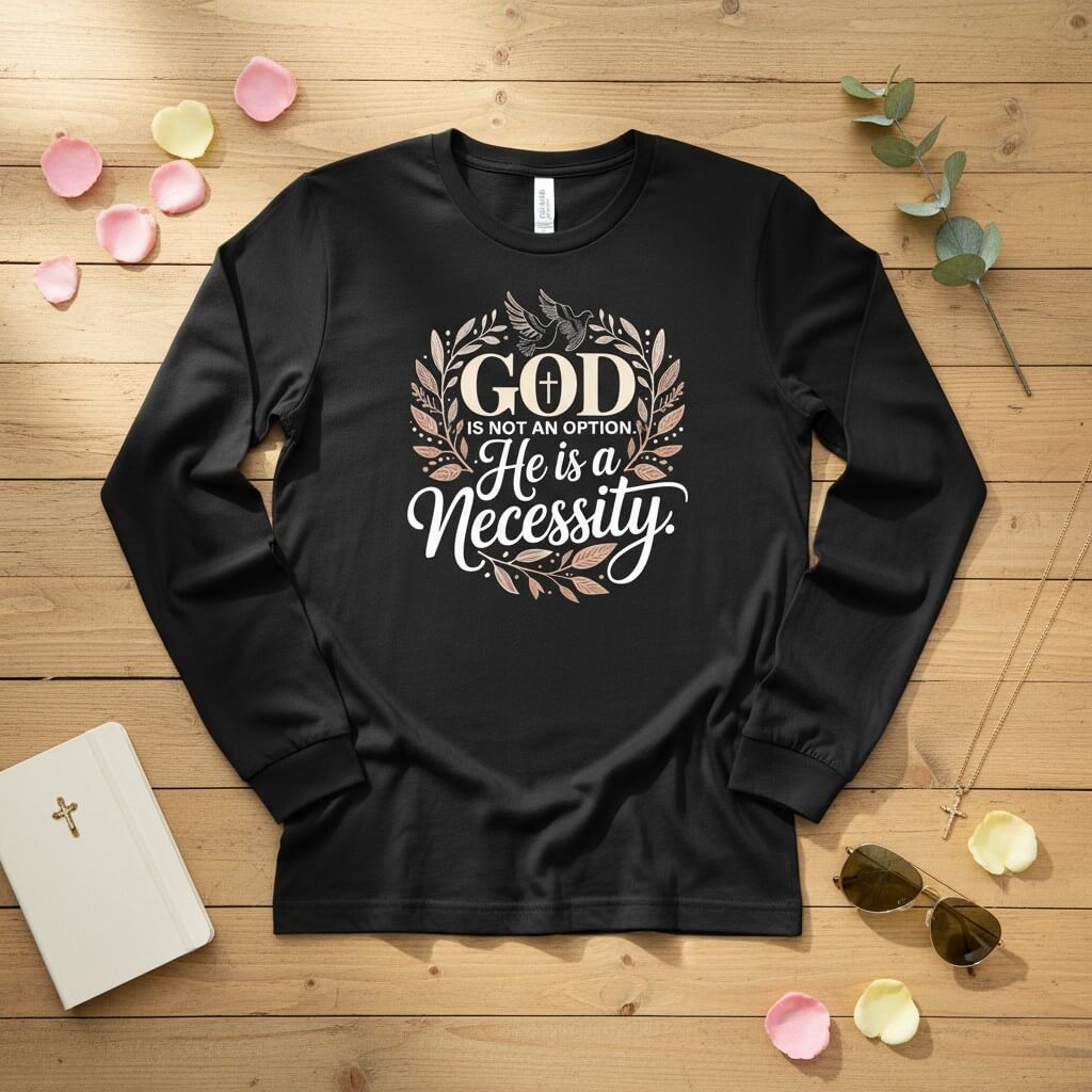 God is not an option. He is a necessity Long Sleeve Tee