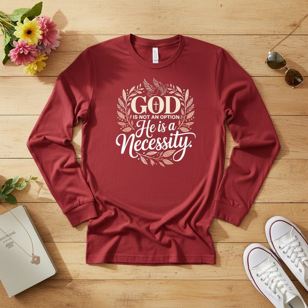 God is not an option. He is a necessity Long Sleeve Tee