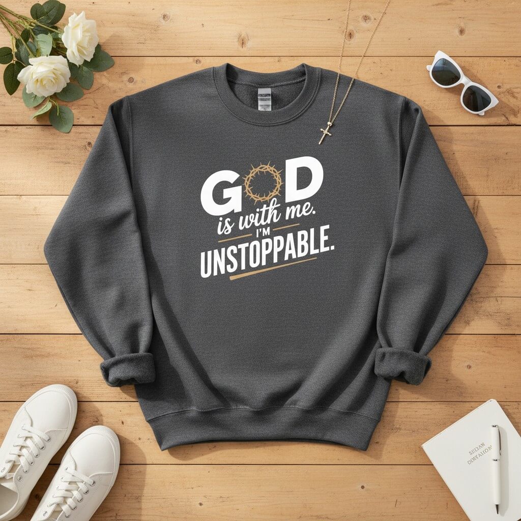 God is with me. I’m unstoppable Crewneck Sweatshirt