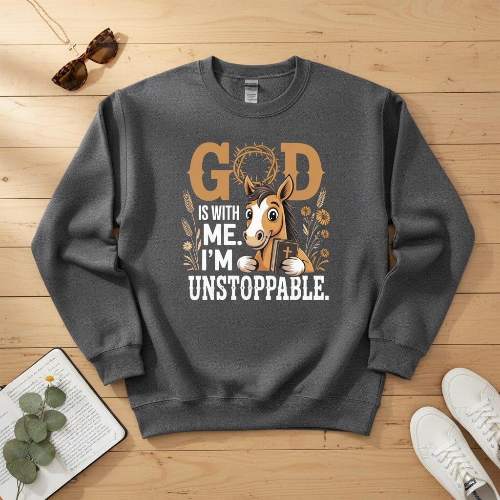 God is with me. I’m unstoppable Crewneck Sweatshirt 2