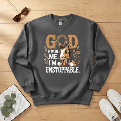 God is with me. I’m unstoppable Crewneck Sweatshirt 2