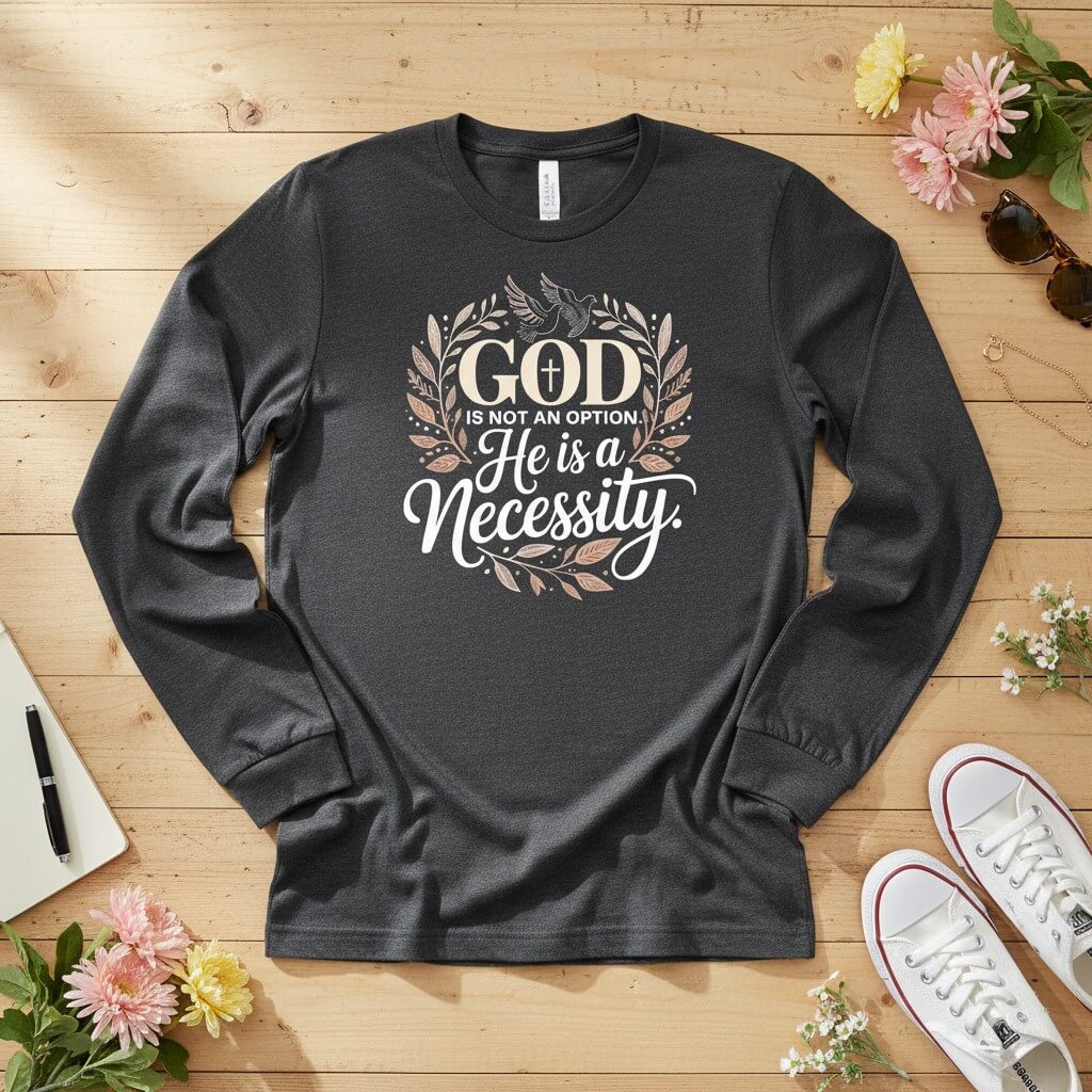 God is not an option. He is a necessity Long Sleeve Tee