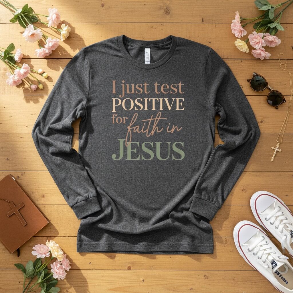 I Just Test Positive for Faith in Jesus Long Sleeve Tee