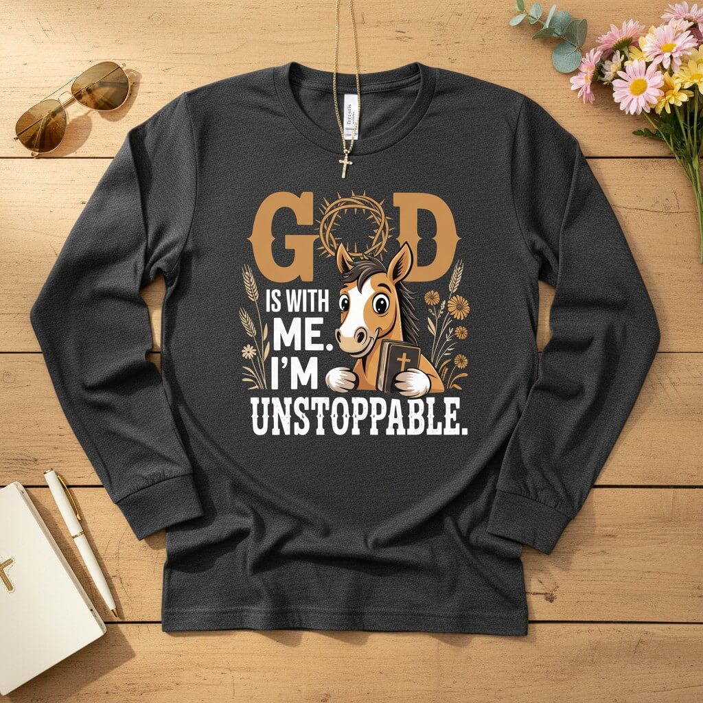 God is with me. I’m unstoppable Long Sleeve Tee 2