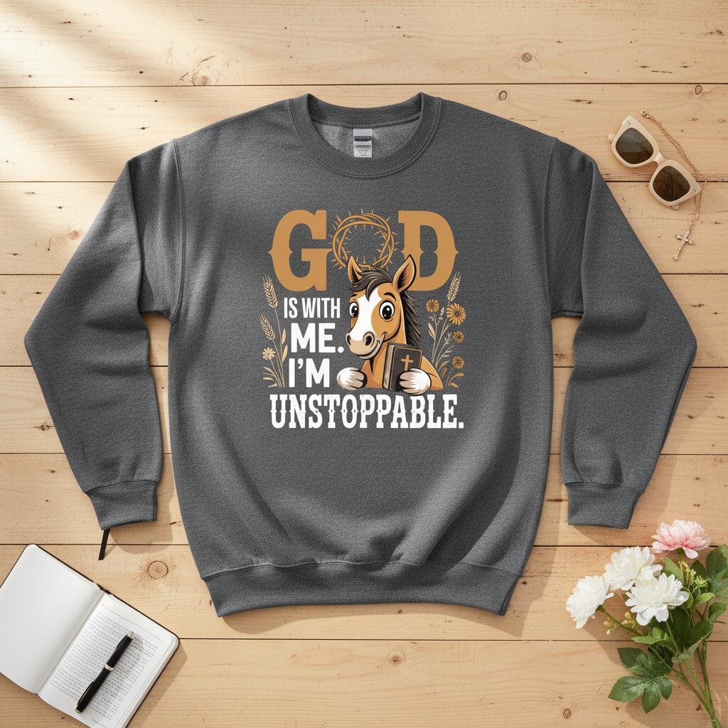 God is with me. I’m unstoppable Crewneck Sweatshirt 2