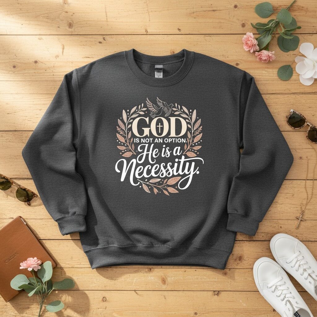 God is not an option. He is a necessity Crewneck Sweatshirt
