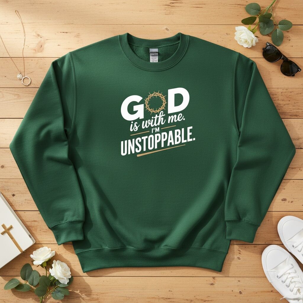 God is with me. I’m unstoppable Crewneck Sweatshirt