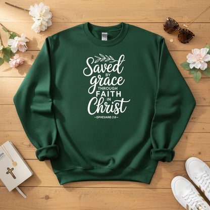 Saved by Grace through Faith in Christ Crewneck Sweatshirt