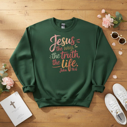 Jesus the way the trust the life Crewneck Sweatshirt