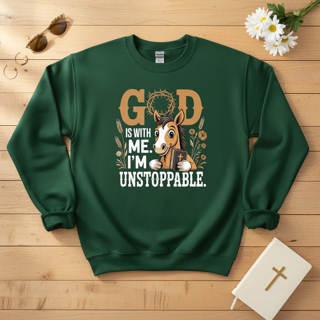 God is with me. I’m unstoppable Crewneck Sweatshirt 2