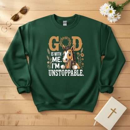 God is with me. I’m unstoppable Crewneck Sweatshirt 2