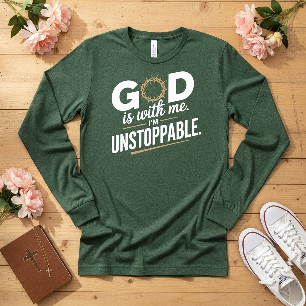 God is with me. I’m unstoppable Long Sleeve Tee