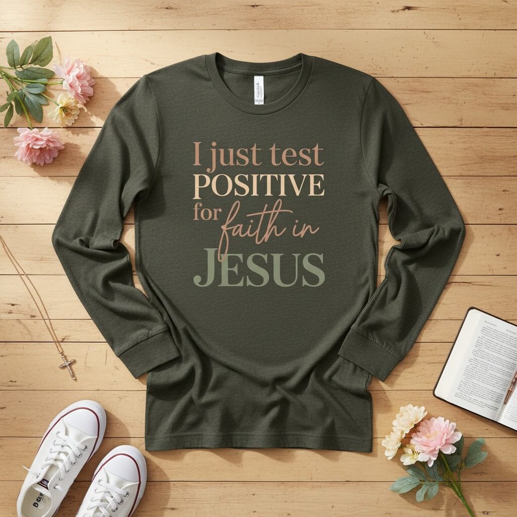 I Just Test Positive for Faith in Jesus Long Sleeve Tee