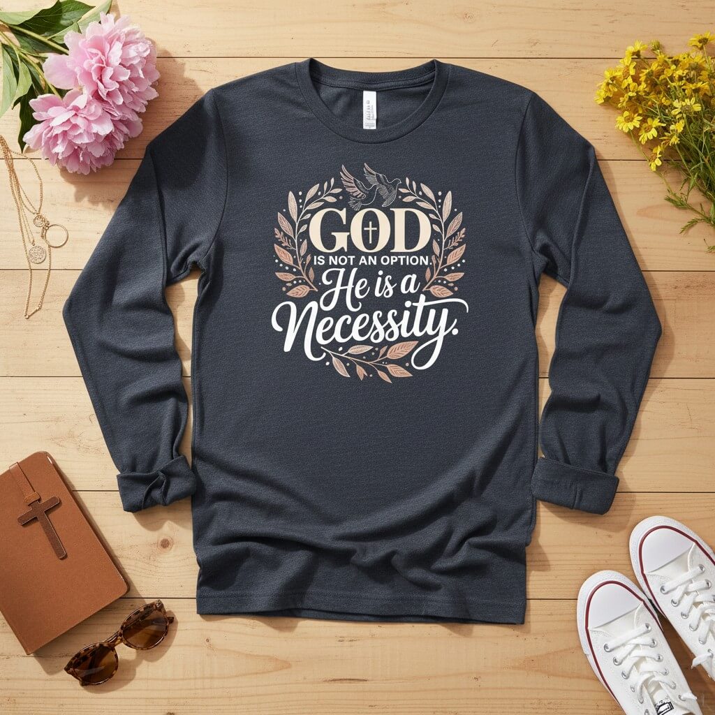 God is not an option. He is a necessity Long Sleeve Tee