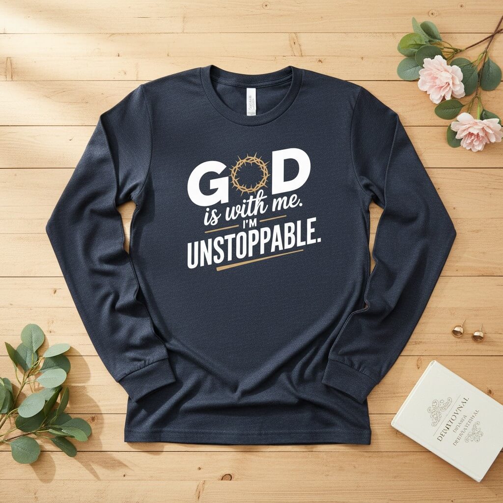 God is with me. I’m unstoppable Long Sleeve Tee