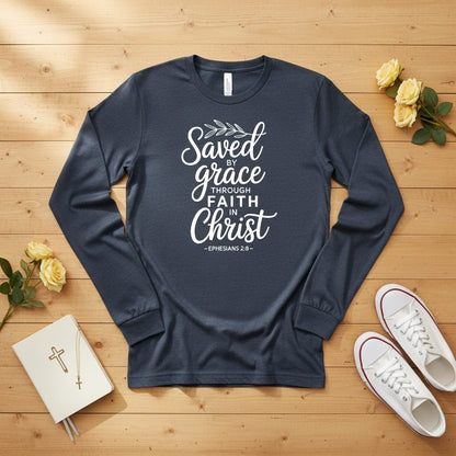 Saved by Grace through Faith in Christ Long Sleeve Tee