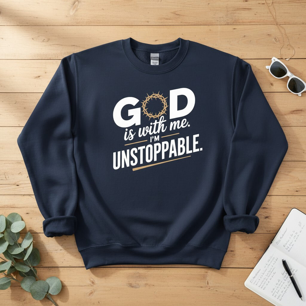 God is with me. I’m unstoppable Crewneck Sweatshirt