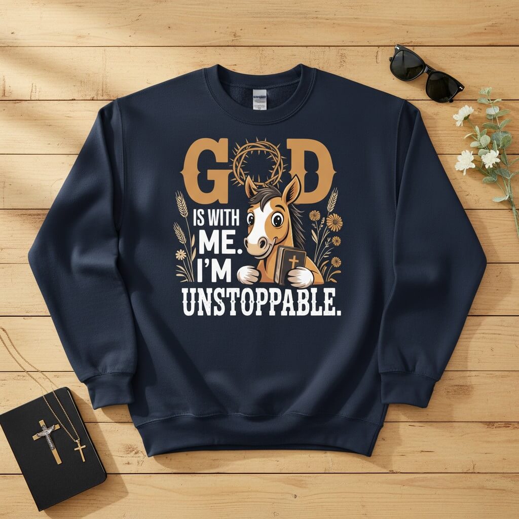 God is with me. I’m unstoppable Crewneck Sweatshirt 2