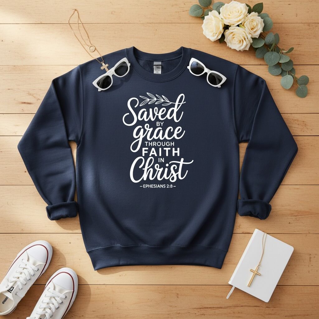 Saved by Grace through Faith in Christ Crewneck Sweatshirt