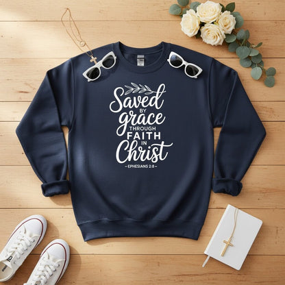 Saved by Grace through Faith in Christ Crewneck Sweatshirt
